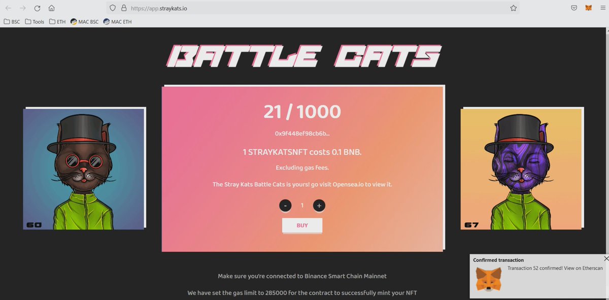 <a href="/bscstrayKats/">StrayKats on BSC</a> #Miniting is now live! Only 1000 available 

direct access -> app.straykats.io