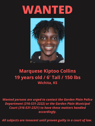 GardenPlainPD's tweet photo. Warrant - Marquese Collins https://t.co/f06i8vbYJS