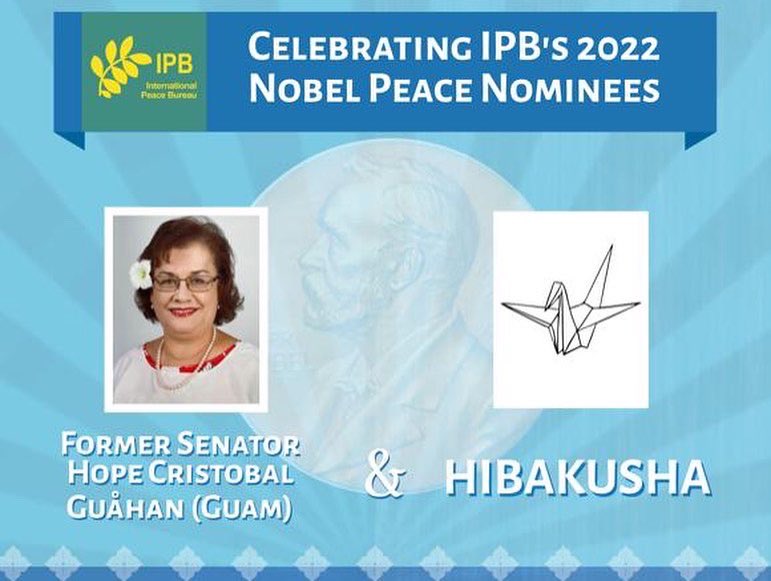 InetnonGefPago's tweet photo. Inetnon Gefpago is honored to have been a part of the online nomination of Saina Hope Cristobal for the distinguished Nobel Peace Prize! Sen Dangkulo na Si Yu’os Ma’ase yan Si Yu’os un Fanbenindesi Auntie Hope for all you’ve done and continue to do for our island and people. https://t.co/pxEtsmSnG7