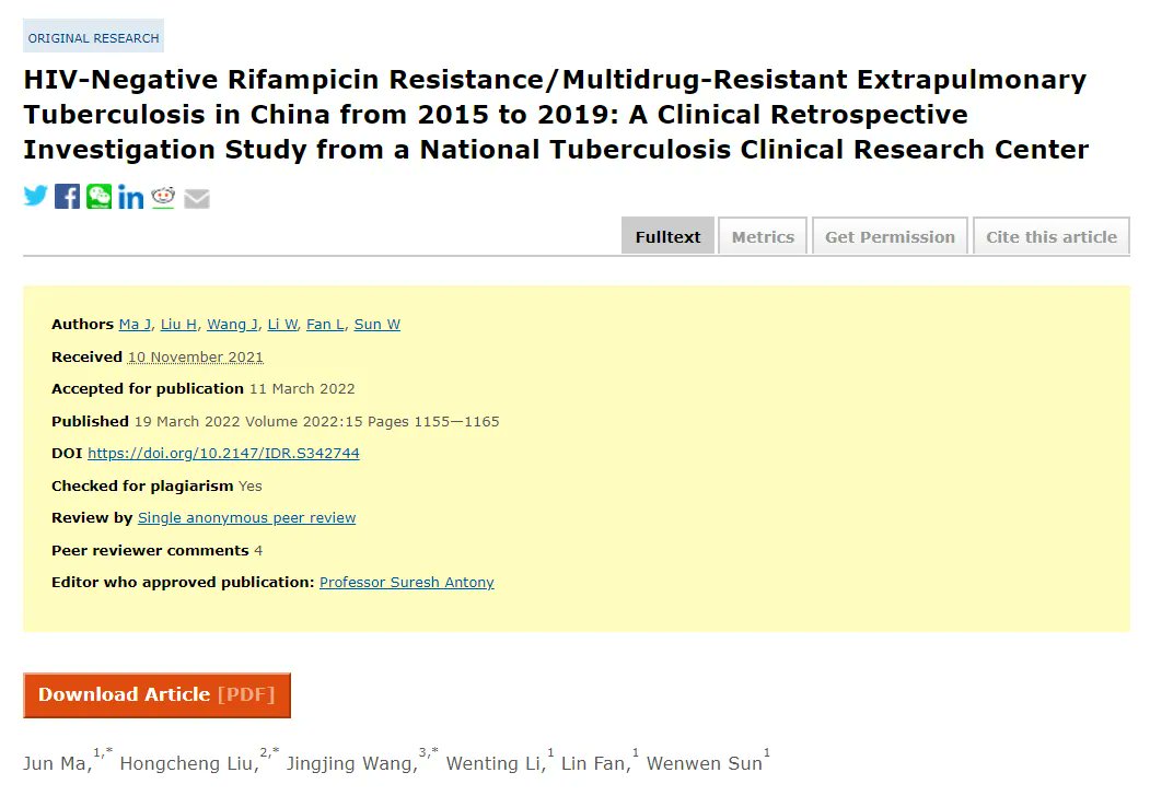 ATS_BSHSR's tweet photo. #HIV- #Negative #Rifampicin #Resistance/ #Multidrug- #Resistant #Extrapulmonary #Tuberculosis in China from 2015 to 2019: A Clinical Retrospective Investigation Study from a National #Tuberculosis Clinical Research Center #TB #Lung https://t.co/ItLzm4LdT2 https://t.co/NHMMDmqEKf