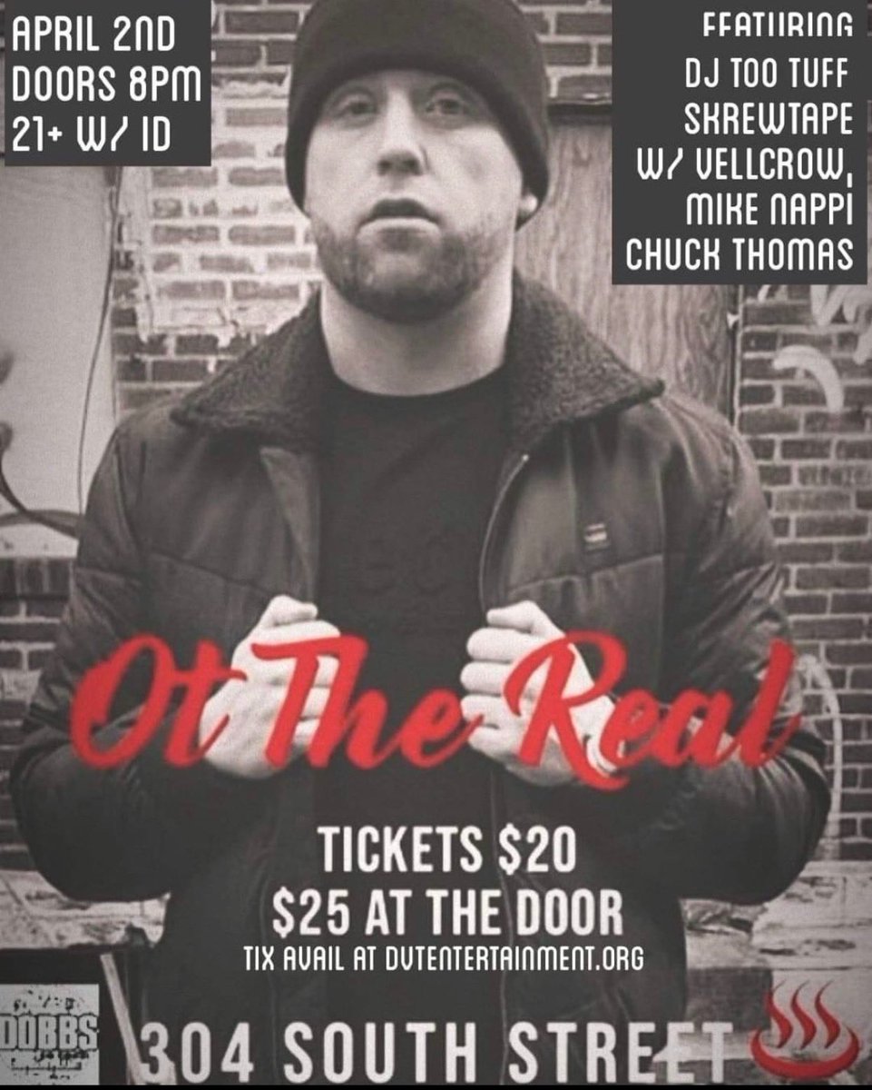 SKREWTAPE84's tweet photo. Catch me performing right before @OT_TheReal at @DobbsPhilly this Saturday, April 2nd ♨️ https://t.co/bvXRVbRpOc