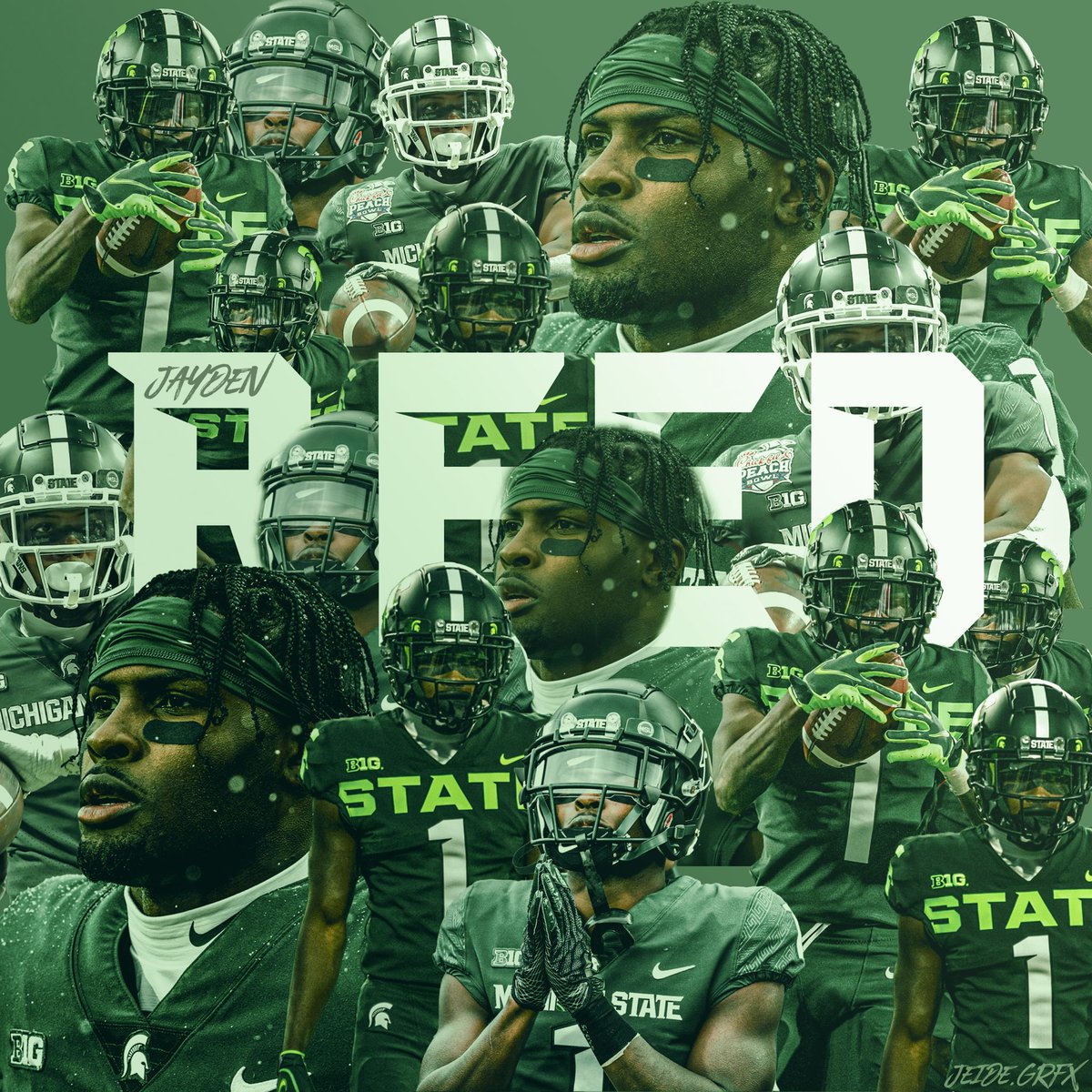 JeideGrfx's tweet photo. Jayden Reed’s mission for this upcoming season is to bring a Championship to East Lansing. Can he do it?
•
•
#msu #michiganstate #football #graphicdesign #graphicdesigner #grfx https://t.co/5vaCqGIZy6