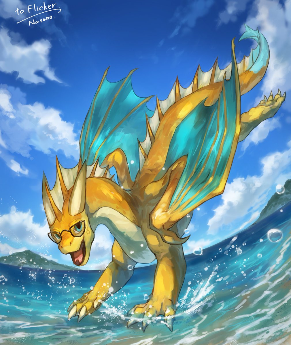 DragonFlicker's tweet photo. @QuenGren Golden beach dragon :3 https://t.co/G9VLdNtEoy
