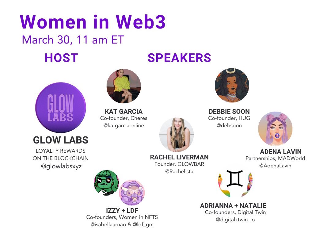 LudoLoyalty's tweet photo. You're not going to want to miss tomorrow's Glow Radio 📻✨

Join our #TwitterSpace where we'll be talking to these amazing wxmxn and their journey into web3 🚀 

set a reminder by clicking the link below 👇
https://t.co/U1tvKW3cAK https://t.co/WzsfKrBSQY