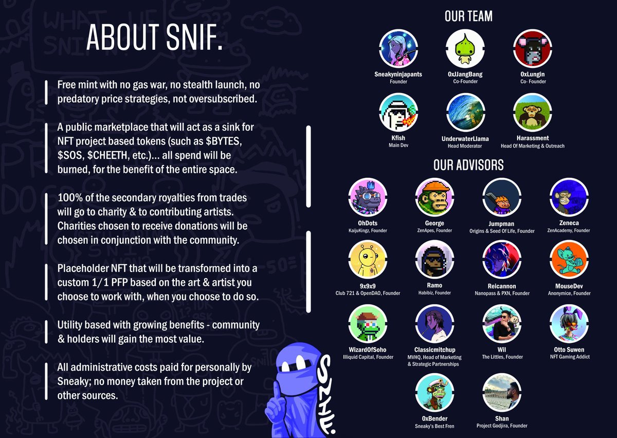 I've never used my Twitter to do a giveaway, but want to
FLASH GIVEAWAY a WL spot for my pal, the generous <a href="/SneakyninjaNFTs/">sneakyninjapants (head bozo)</a> project

FREE MINT &amp; 100% of royalties will go to charity &amp; artists 
1️⃣Follow Sneaky
2️⃣Like + RT
3️⃣Tag a fren + DM Sneaky:"you suck at NFTs"

🚨ENDS 10pmEST