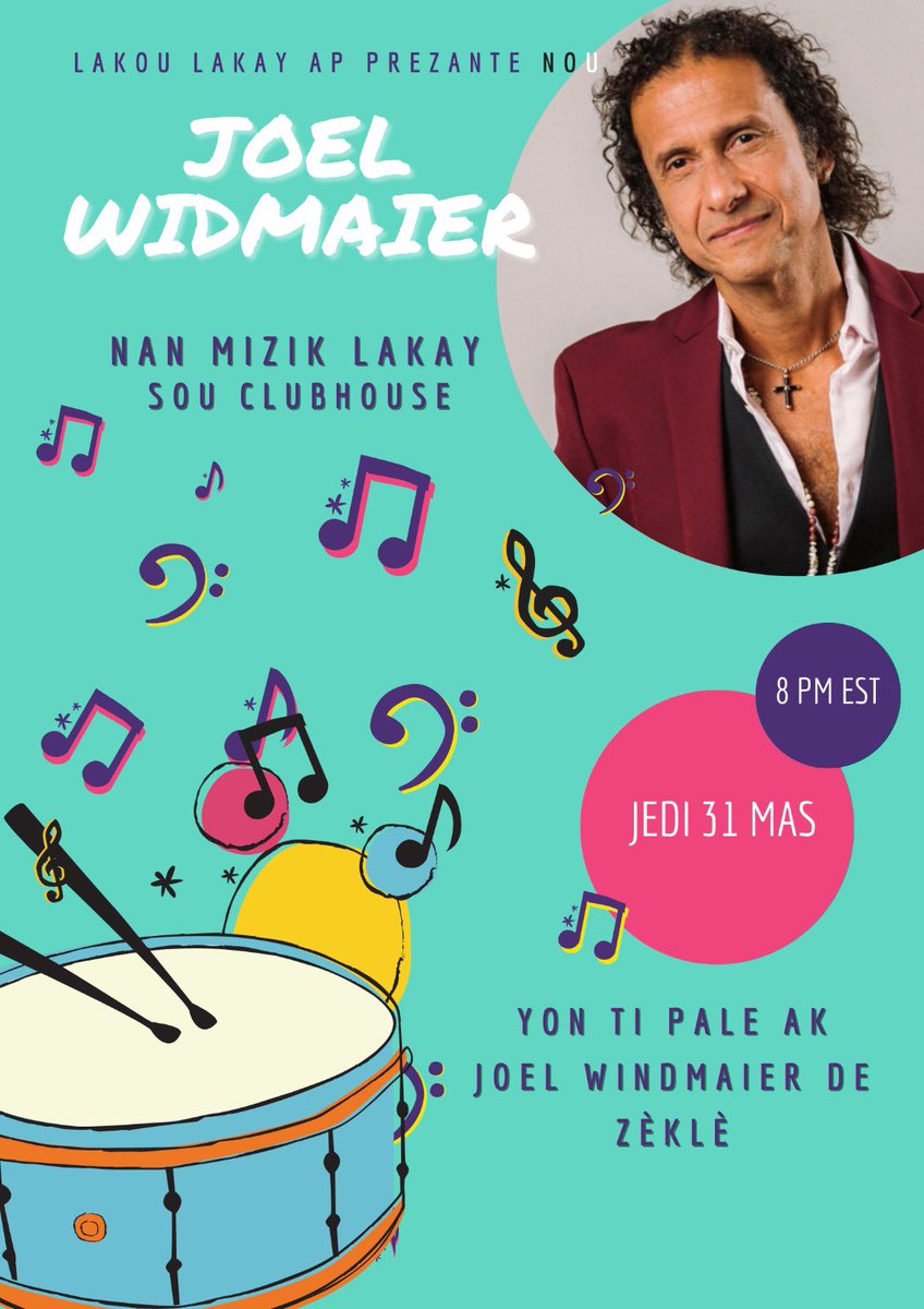 MicaOkap's tweet photo. Jedi nap gen avèk nou @joelwidmaier1 nan #lakoulakaych sou @Clubhouse nap an difere sou Twitter Spaces @DjJnmixel e sou Twitch. Nap tann nou #hmi #zekle #konpa #mizik #miziklakay #haiti #Ayiti https://t.co/2hcrDdUkjB