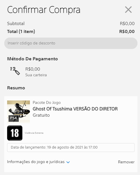 Wario64 on Twitter: "(PSN Brazil) Ghost of Tsushima Cut (PS4) is free at checkout https://t.co/vVltcgwJye https://t.co/Oix25261Di https://t.co/Itg8ksktMp" Twitter