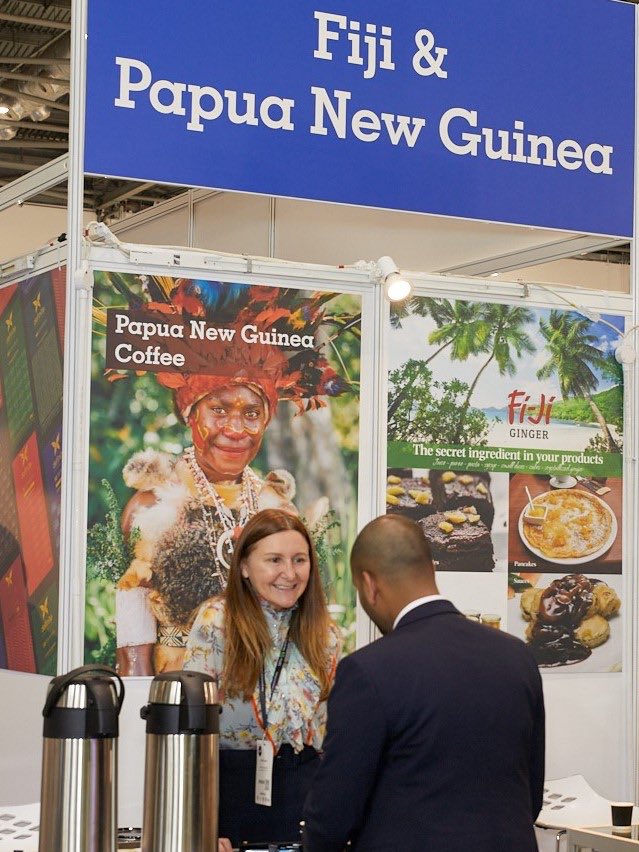 KeithScottFCDO's tweet photo. #PNG coffee is the best in the world - as visitors to the London International Food &amp; Drink Event discovered last week. UK support enables PNG speciality coffee producers to access the UK market - ultimately benefitting local coffee growing communities in PNG #UKTP  #UKAid https://t.co/TgTeSThMRR
