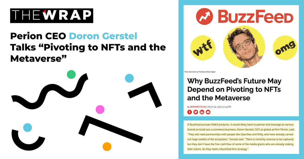 PerionNetwork's tweet photo. Take a look at this this article on @TheWrap, where Perion CEO Doron Gerstel speaks on the hot topic of NFTs and the Metaverse.
 
Read the entire article here: https://t.co/kPVsLnM2Ra

#goPERI https://t.co/N6EEmZyqVb