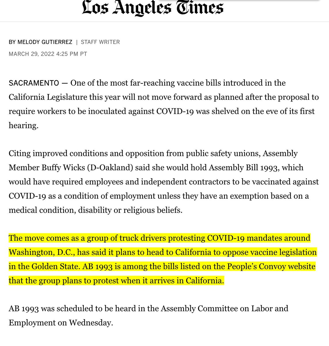 IanMcMathUSA's tweet photo. #ThePeoplesConvoy has already started to have an impact in CA!

"The move comes as a group of truck drivers protesting COVID-19 mandates around Washington, D.C., has said it plans to head to California to oppose vaccine legislation"

https://t.co/ozeRvdYsRu https://t.co/26TSt7JoiM