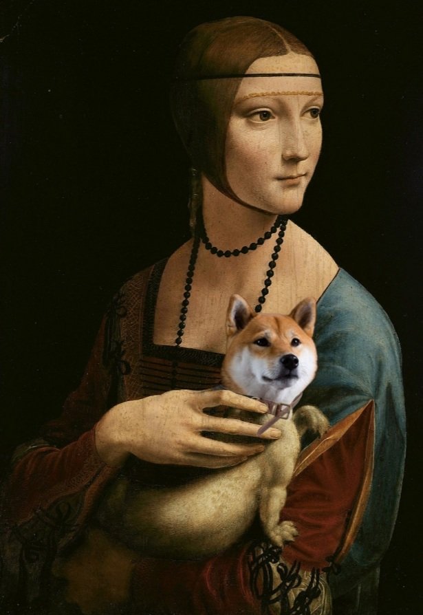 Cupidoge's tweet photo. Leonardo Da Vinci La Dama con #Dogellino Goodnight everyone goodnight #Twitter #doge #dogecoin #DogecoinToTheMoon #dogearmy #DogecoinArmy  #dogeall #ElonMusk  Grazie❤ https://t.co/JWlElUFz5Y