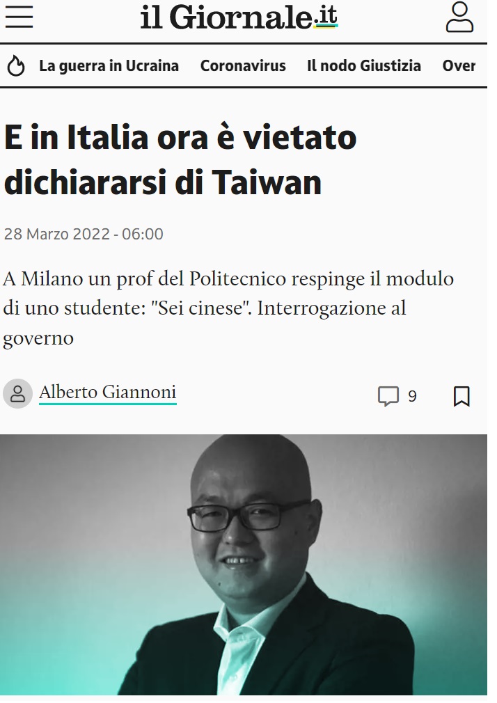 tseng_weichen's tweet photo. 中國在義大利耍流氓被炎上-2

義大利米蘭理工大學（Politecnico di Milano）中國籍教授陳蓁公然施壓台灣王姓留學生必須在論文中標註來自中國。引發義大利輿論強烈反彈。

🇮🇹 https://t.co/mN82G3yorR
🇮🇹 https://t.co/TpJsF35i9r
🇮🇹 https://t.co/GkH6uvD8Ih
🇮🇹 https://t.co/gsJUz5Hxn2 https://t.co/ALwdZ8WuRf