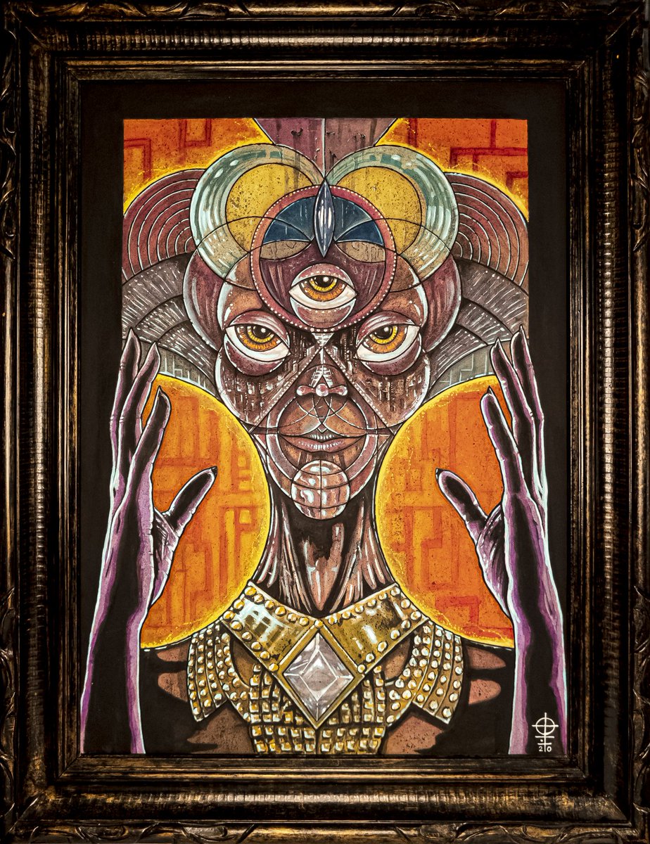 olof_rockner's tweet photo. 'Manus Fati; Hands of Fate'
Alien goddess painting, Acrylic and ink on mdf; 70x50cm
#ufotwitter #alienart #sacredgeometry #ufoartclub #monad #archetype #ufo #uap #siderealtime #posca https://t.co/zDK01Qbjo1