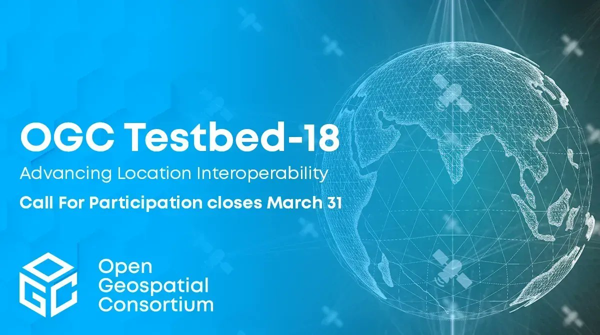 opengeospatial's tweet photo. The CFP for OGC Testbed-18 closes TOMORROW! Come pave the way for new interoperability in #BuildingEnergyMapping ; #ReproducibleScience ; Moving Features & Sensors; 3D+ Data Standards & Streaming for #NewSpace ; and #MachineLearning Training Data https://t.co/pFC92PTHmR #OGCCFP https://t.co/tKS7uEsdY4