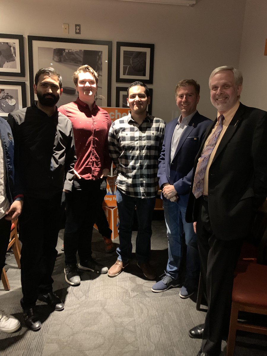 UCalgaryNDP's tweet photo. We had a great time at the @NdpNorth AGM tonight with @ChrisNielsenNDP @GBrarNDP @JFKleinsteuber. The future looks bright! #abndp https://t.co/5orvPGdxGQ