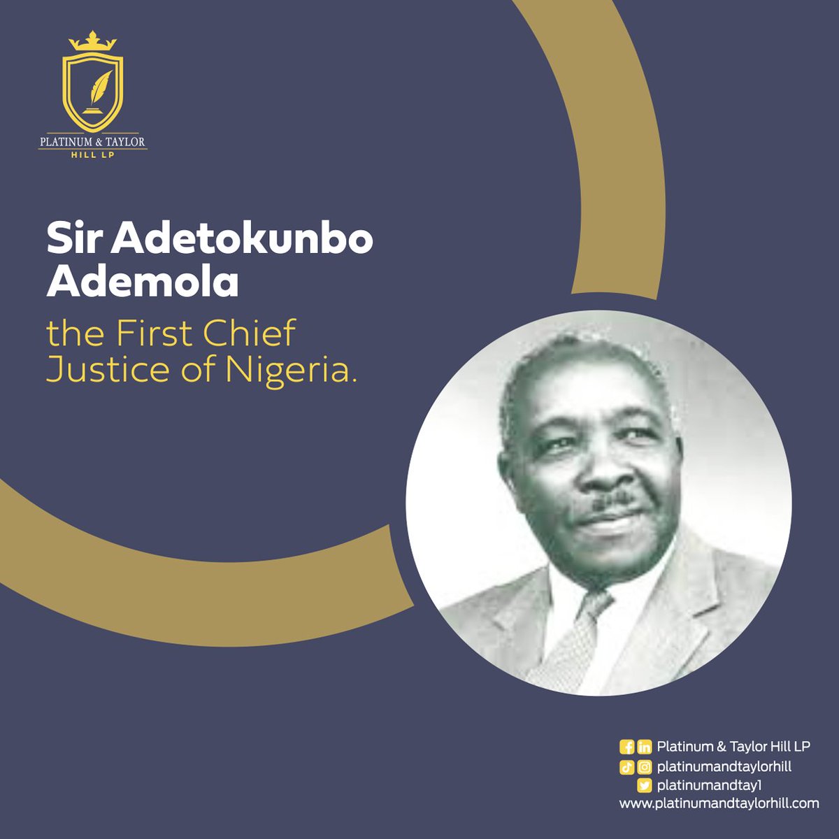 Platinumandtay1's tweet photo. Sir Adetokunbo Adegboyega Ademola, (born February 1, 1906, Abeokuta, Nigeria—died January 29, 1993, Lagos, Nigeria) was a Nigerian lawyer and a judge.  He was the first indigenous chief justice of the Nigerian Supreme Court (1958–72). https://t.co/KDpc1B8Lca