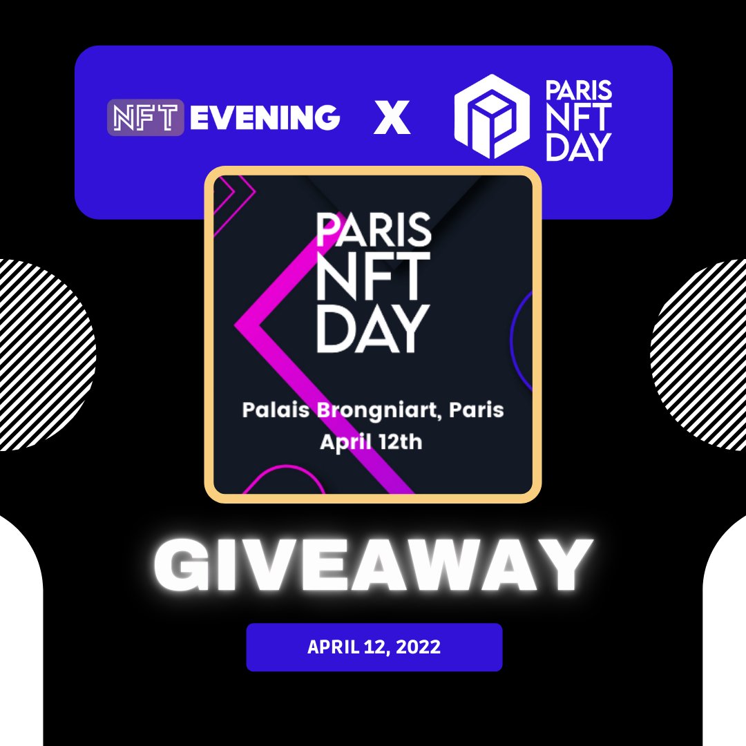 NFTevening ɢᴍ (@nftevening) on Twitter photo 🚨Giveaway Alert🚨
We're giving away 3 Gold Pass tickets to @parisnft_day's event this coming April!
To enter:
1. Follow <a href="/NFTevening/">NFTevening ɢᴍ</a> & @parisnft_day
2. Retweet.
3. Tag 2 friends below.
Winners will be announced on April 7th.
#nftgiveaway #nft 🚨Giveaway Alert🚨
We're giving away 3 Gold Pass tickets to @parisnft_day's event this coming April!
To enter:
1. Follow <a href="/NFTevening/">NFTevening ɢᴍ</a> & @parisnft_day
2. Retweet.
3. Tag 2 friends below.
Winners will be announced on April 7th.
#nftgiveaway #nft