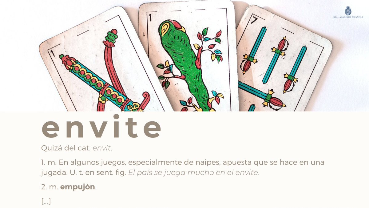 #PalabraDelDía | envite

Al hilo de esta palabra, recuerden que se escribe «n» (no «m») ante el fonema /b/ cuando este se representa con «v»: «convoy», «envite», «invisible», «sinvivir». En el «DLE» hay una excepción; ¿saben cuál?

Más información: ow.ly/y0eX50Ios08.
