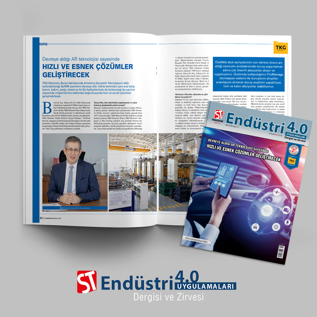 TKG Otomotiv Grubu CEO’su Tayyar Katrancı, devreye aldıkları AR teknolojisi sayesinde hızlı ve esnek çözümler geliştireceklerini söyledi.

ST Endüstri 4.0 Uygulamaları Dergisi'nin Mart sayısında: dergi.stdergileri.com/st-endustri-4.…

#endüstri #sanayi #otomasyon #endüstri40 #yatırım #dergi