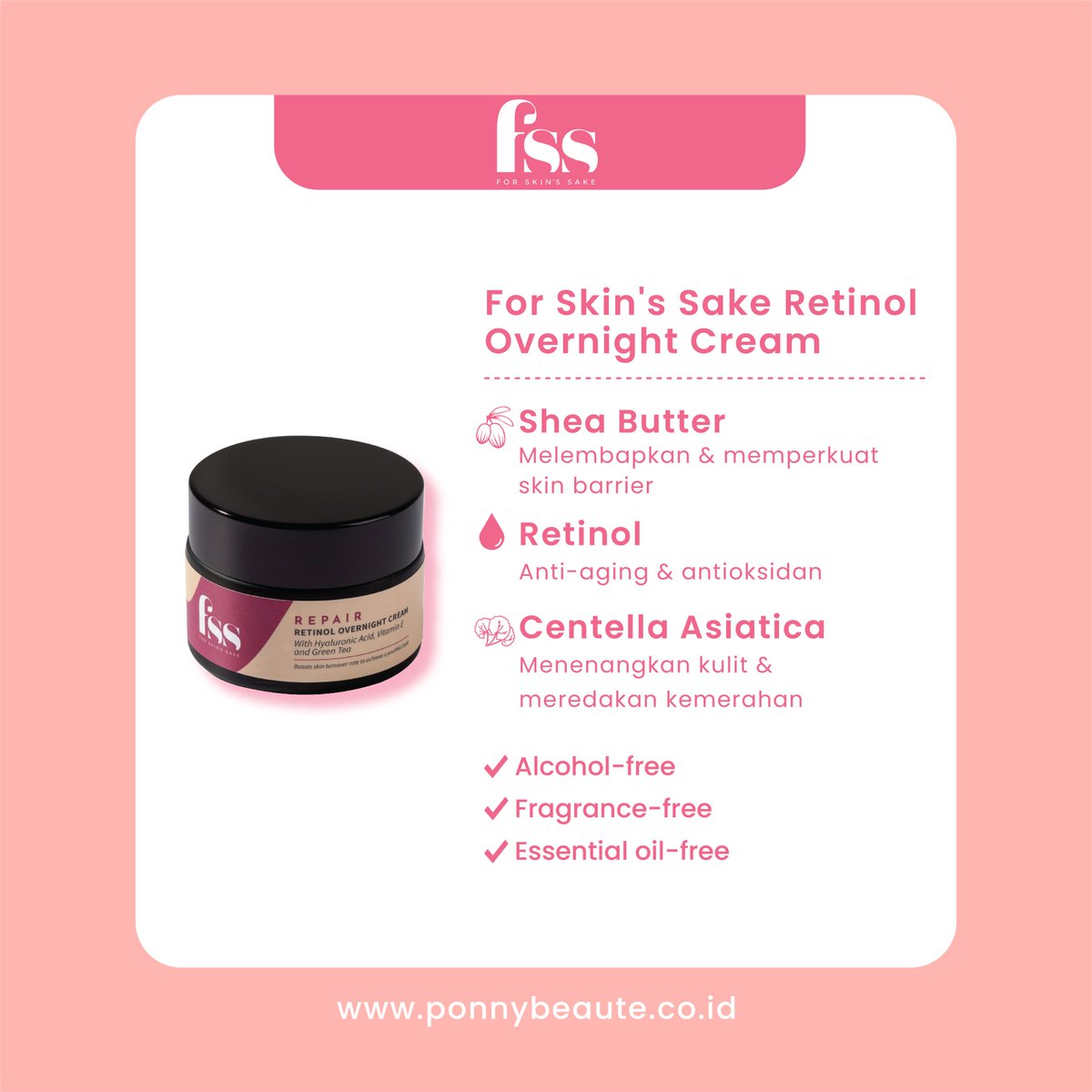 PonnyBeaute's tweet photo. Coba mulai dengan menggunakan night cream yang ada kandungan Retinol-nya!

Beberapa yang bisa kamu coba ada dari For Skin's Sake Retinol Overnight Cream nih! https://t.co/STTwzEWJwv