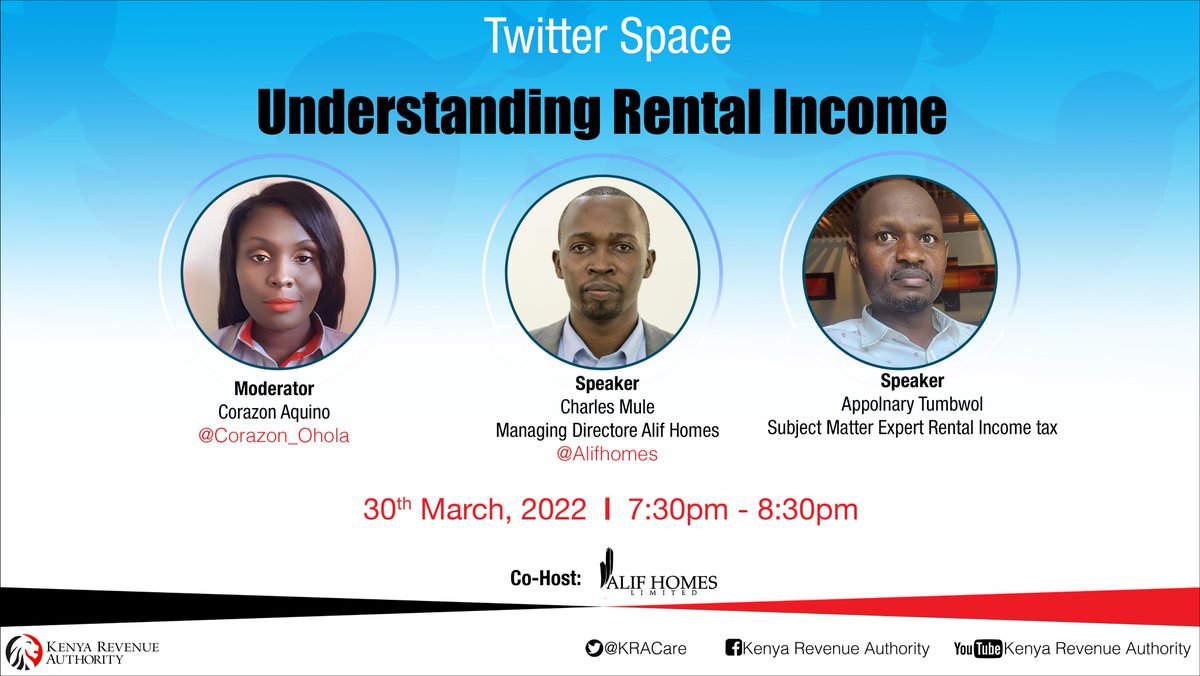 Join us on our Twitter Space Tonight as we discuss Rental Income Tax at 7.30 pm