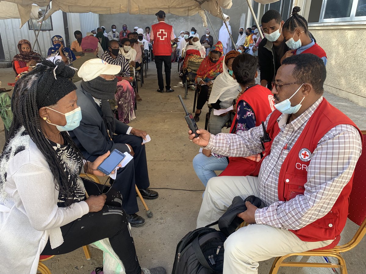 ICRCEthiopia's tweet photo. “I love you.

 I miss you,” 

Ababa calls her husband, who is currently outside of #Tigray,  after more than a year. 

Through free phone call service, our team in Mekelle is helping around 1,500 people per week to speak to their families. https://t.co/yixV10oLK8