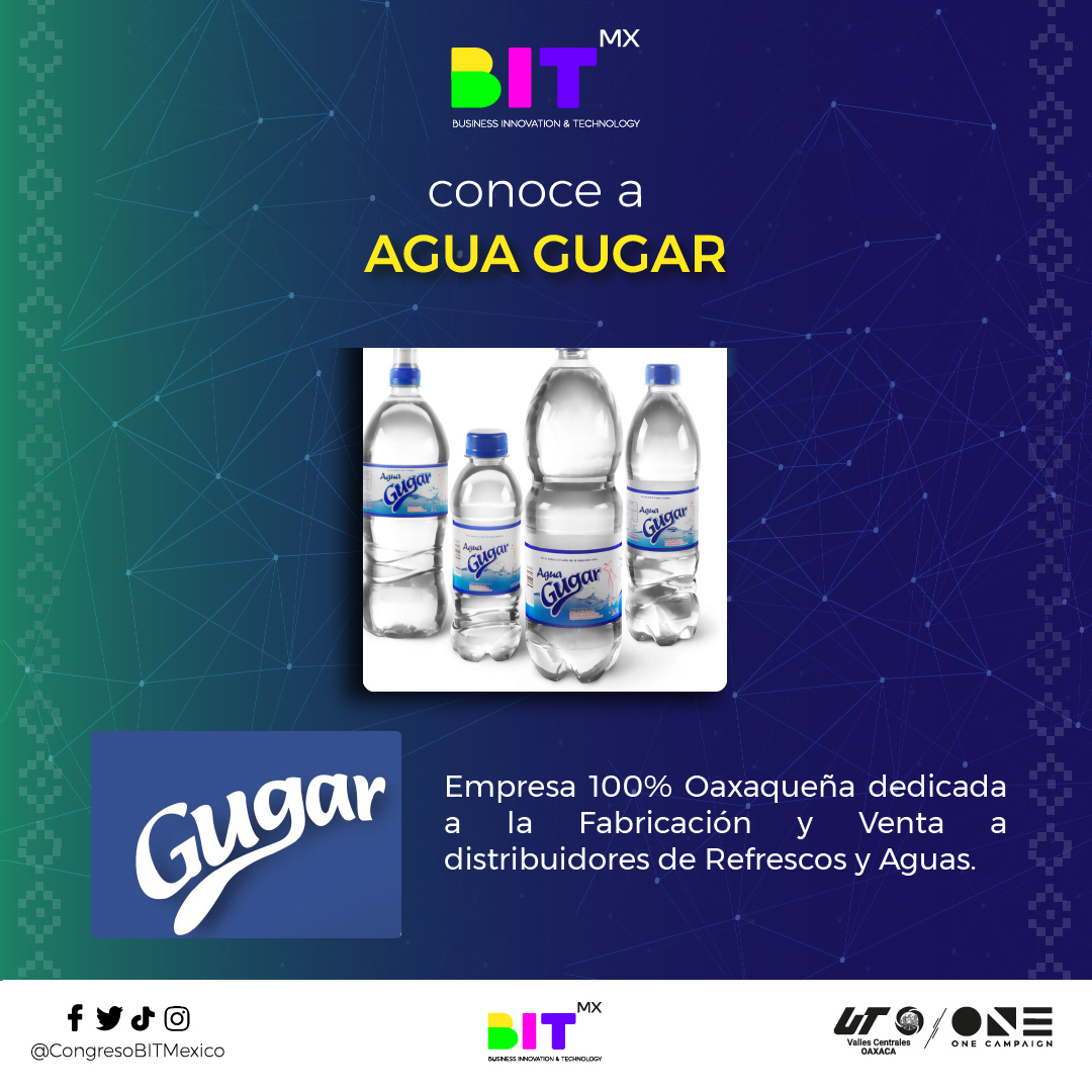 CongresoBITMX's tweet photo. Agua Gugar, tu mejor opción para darle lo vital a tu familia.🙌

@utvco @onecampaignmx 

#CongresoBITMX #ImpulsaTuRealidad #BITAliado #Oaxaca https://t.co/oh89Yu0CtV