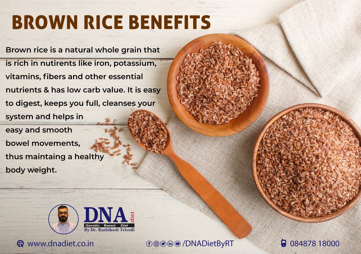 dnadietdr_rushi's tweet photo. Benefits Of Brown Rice
#nutrition #HealthtipsbyDoctor
RT in Public https://t.co/YBLxdHg7ks