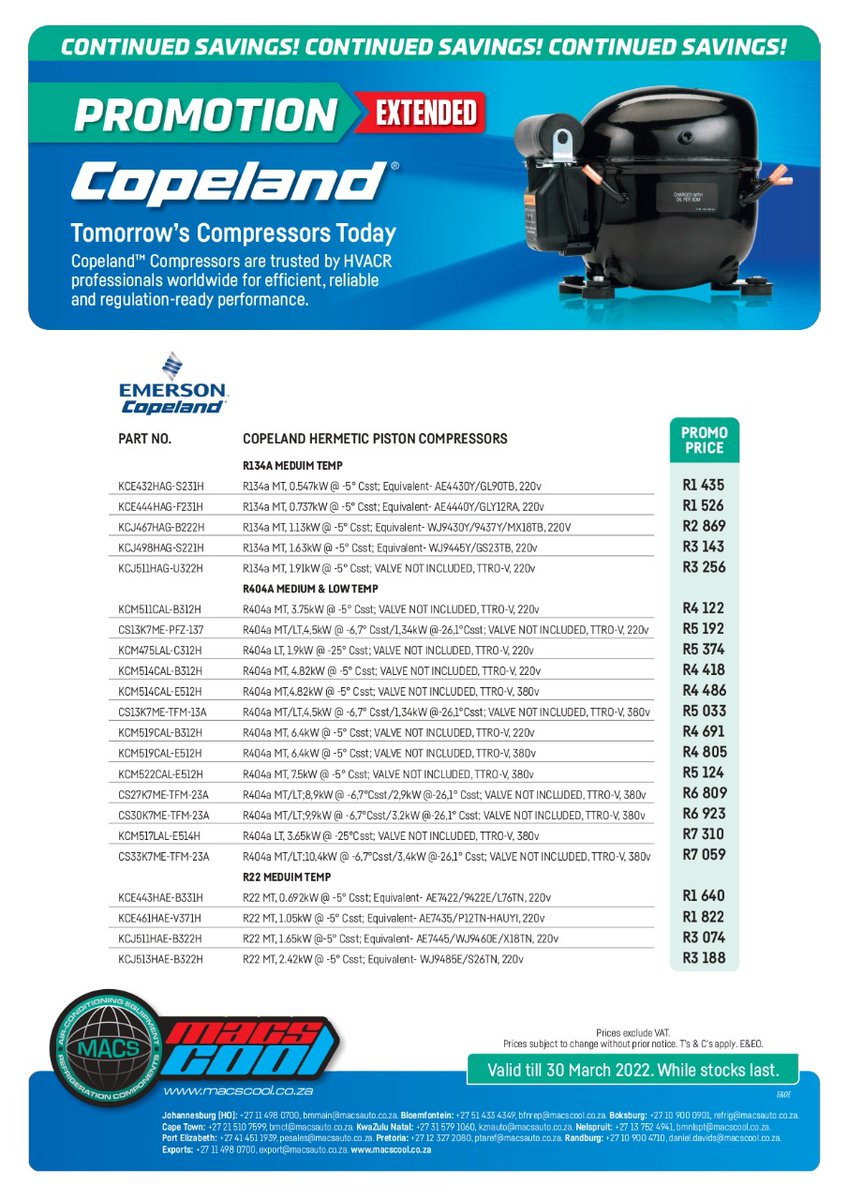 MACS_cool's tweet image. TODAY IS THE LAST DAY - HURRY AND GET YOURS NOW!

Copeland - Tomorrow&apos;s Compressors Today

Shop now!

#macscool #copeland #compressors