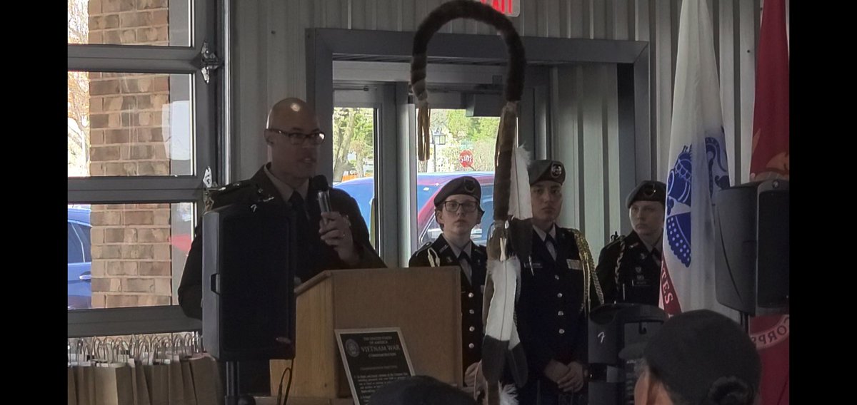 CB_VMI96's tweet photo. I was honored to be one of the guest speakers at the KCA Veterans Association observance of National Vietnam Veterans Day. We honored the   Vietnam Veterans and shared our Native Culture with them and the Lawton/Fort Sill Community.  #welcomehome #VietnamVeteransDay https://t.co/1d7iynYS3C