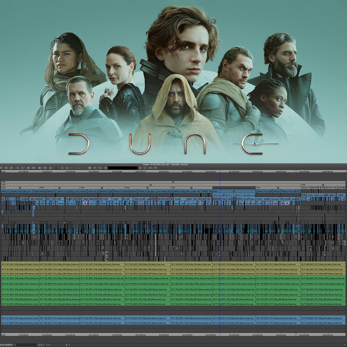 MediaComposer's tweet photo. 🎞️ Timeline of Dune by Oscar-winning editor Joe Walker, ACE
📷 @huckabaloo
▶️ https://t.co/f1sv8KvY1z

#oscars #dune #dunemovie #editing #filmmaking #timeline #timelinetuesday #mediacomposer #avid https://t.co/nCHUrl2OsK