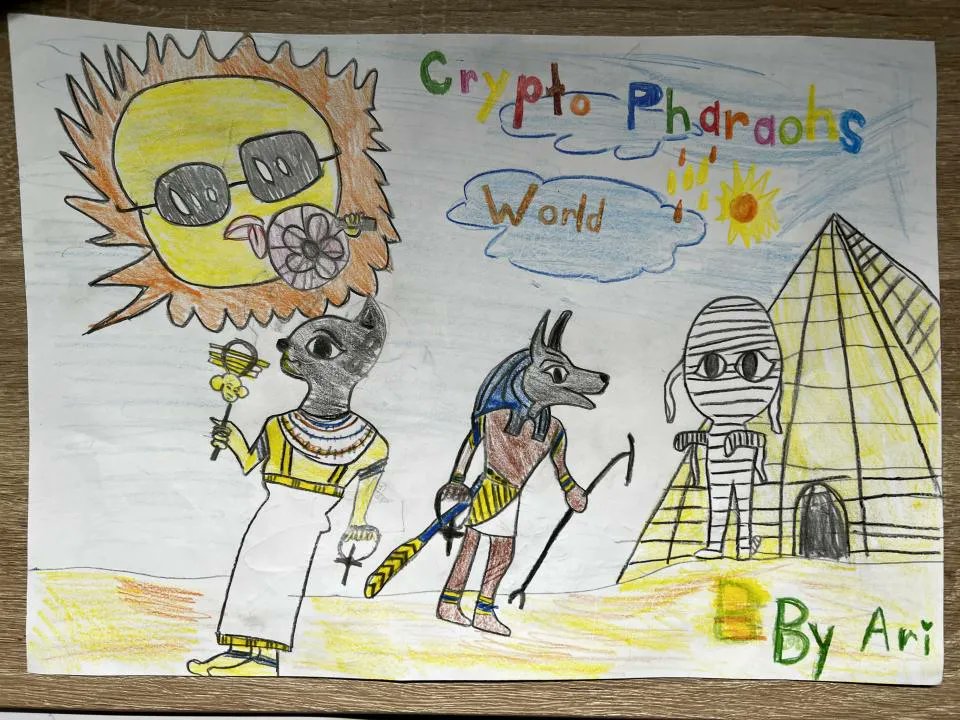 CryptoPharaohs_'s tweet photo. We absolutely love it when our community gets involved. And when their little ones get involved, we get even more excited.

Here is a FANTASTIC art piece by @wute_wiry 's little one Ari, inspired by the Crypto Pharaohs World ❤️

#NFTCommmunity #NFTartist #nftart https://t.co/owsuHQalAK