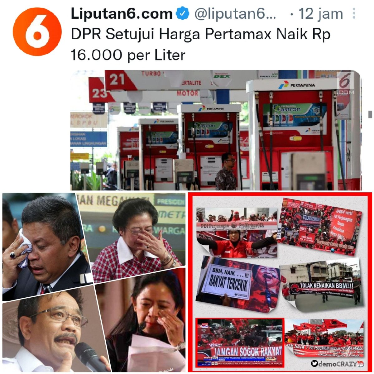 ekowboy2's tweet photo. Premium dihapus
Pertalite sering kosong
Pertamax meroket 16rb 
Migor &amp; sembako mahal
Gaji &amp; upah tidak naik

Partai wong cilik kemana ya!! https://t.co/7jQcCGmBux