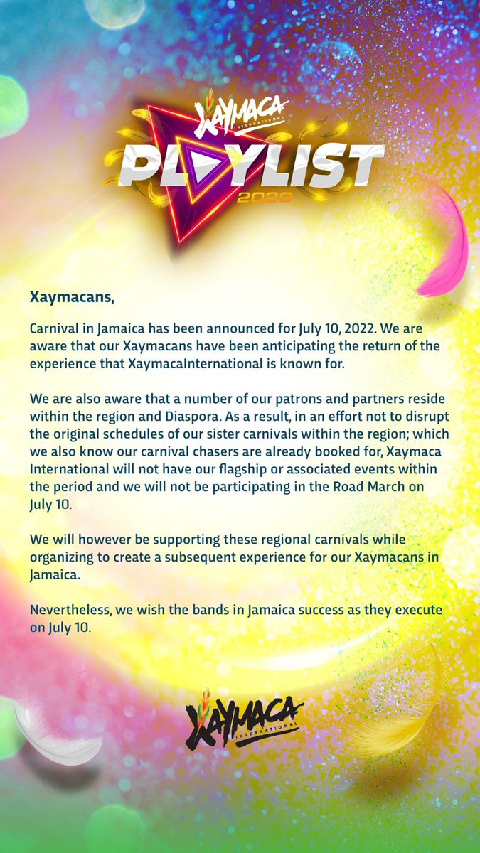 xaymacaintl's tweet photo. Dear Xaymacans… https://t.co/zVovAWdpec