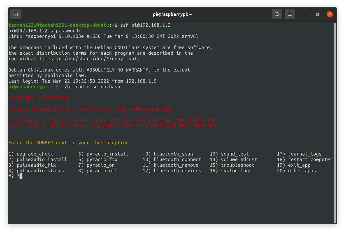 taoteh1221's tweet photo. v1.01.1 of my #free #opensource automated headless #linux #raspberrypi #bluetooth #internetradio system setup #bashscript is out! 🎉 Includes fixes for bluetooth auto-connect, and some housekeeping. 👀 🚀🌛 https://t.co/dKFVir0o5T https://t.co/7X9Kqb3qgW