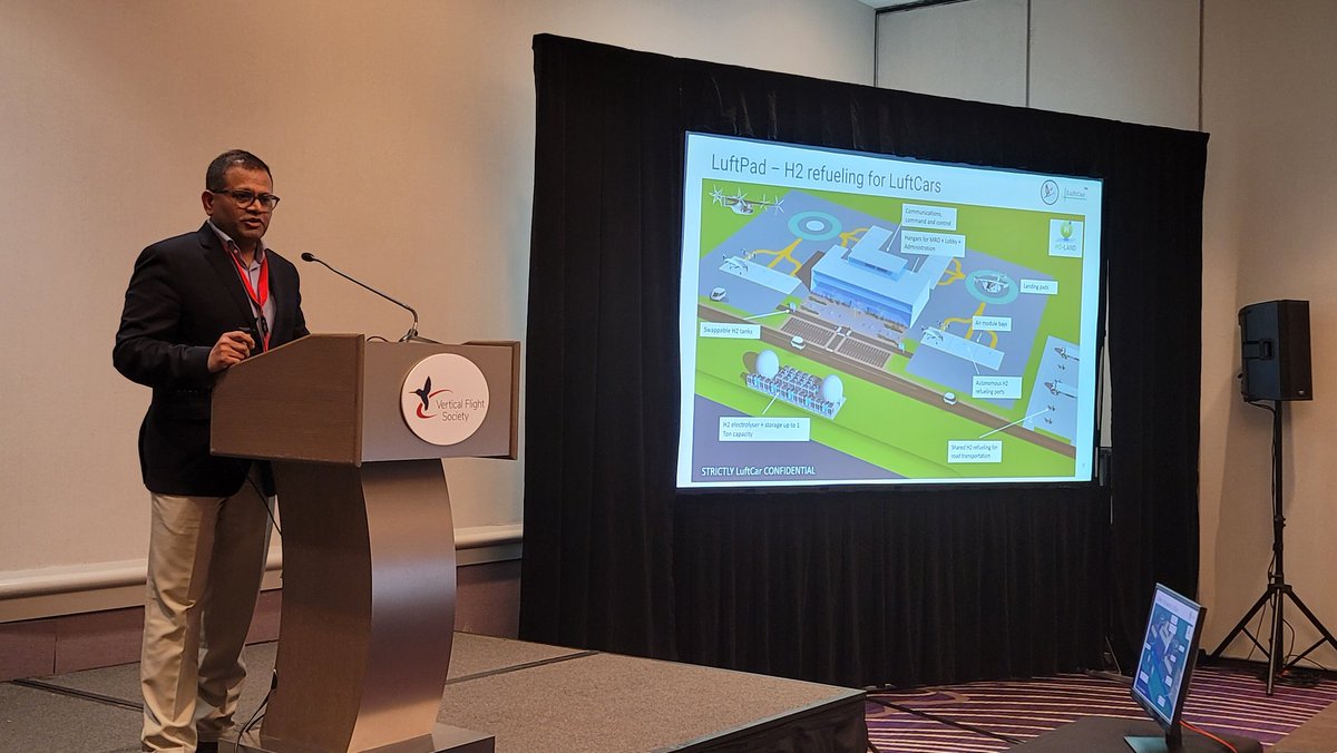 idealmagn3t's tweet photo. ElectricVTOL: RT @VTOLsociety: The #H2aero Workshop final session on applications concludes with a talk by @LuftCar_US CEO Santh Sathiya, talking about #LuftPad #vertiport vision, needs and progress. https://t.co/SDnOc8XISv https://t.co/ZjyOxAtQkt