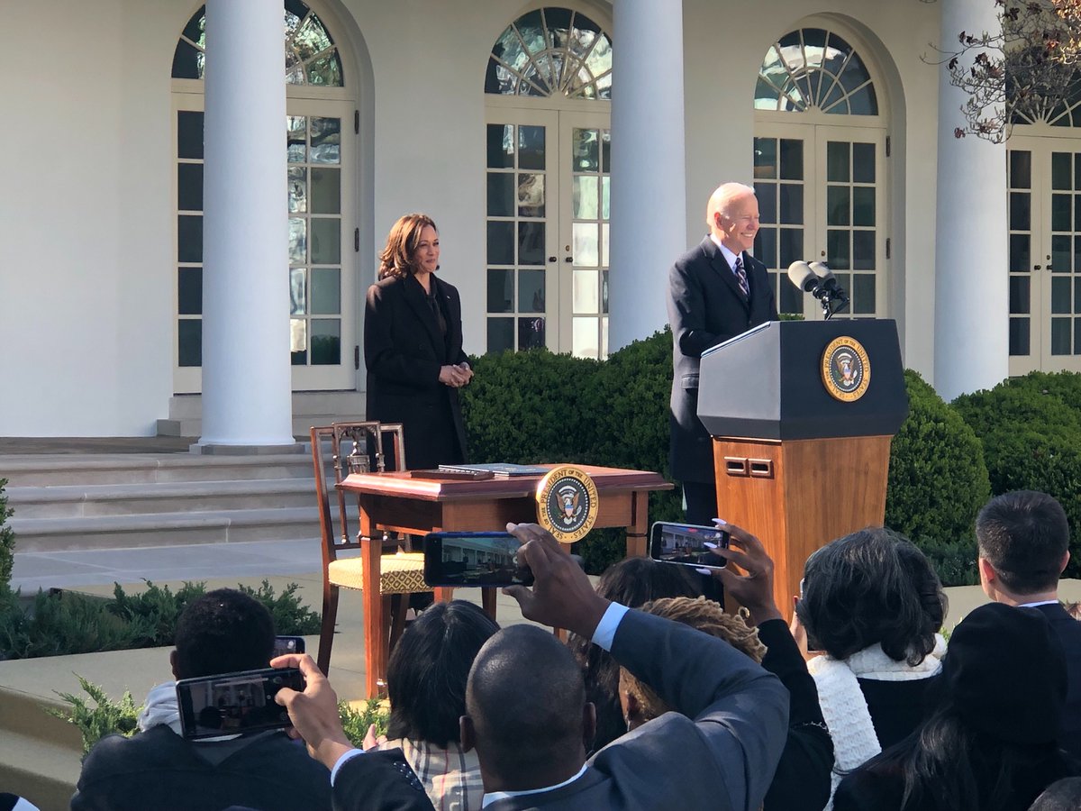Charlie died when I was 5. Today I stood in the Rose Garden of the White House (where I work) while my boss VP Kamala Harris watched President Biden sign the Emmett Till anti-lynching law 123 yrs after my great grandfather fled Ga to escape a wannabe lynch mob. #America 4/4