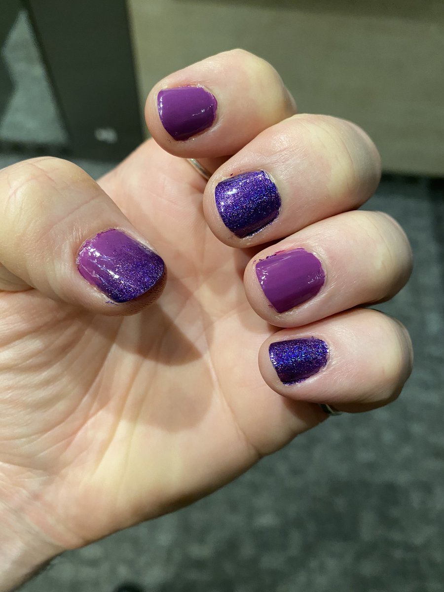 Chris_Barratt's tweet photo. First time using the liquid latex and sponging a gradient onto my thumb. Very happy with the result. Used #workbestie and #purpleslushie from @holotaco just need to work on the cleanup 😅🤩💅🏻 @nailogical https://t.co/ZCqgMrRRzE