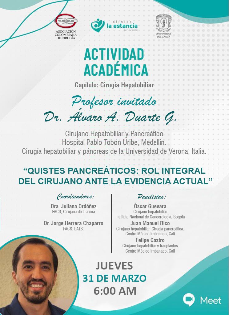 Iniciamos el Ciclo de actividades  del Jueves con Cirugía Pancreática, los invitamos a la actividad de este 31 de Marzo hora 6:00 link➡️ 
*us02web.zoom.us/j/87909666674?…* Código de acceso: 010143 <a href="/OscarGuevaraHPB/">Oscar Guevara</a> <a href="/julianita206/">Juliana Maria Ordoñez MD FACS MACC MSPT</a> <a href="/juliomayol/">Julio Mayol</a> <a href="/diegosierrab/">Diego Sierra B.</a> @Cirbosque <a href="/me4_so/">SoMe4Surgery</a> #SoMe4Surgery
