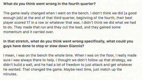 KyleNeubeck's tweet photo. Embiid on the stretch that he thought changed the game: "Their best player scored 17 in a row or whatever that was, I didn't think we did what we had to do." https://t.co/LVqdcY8tmq