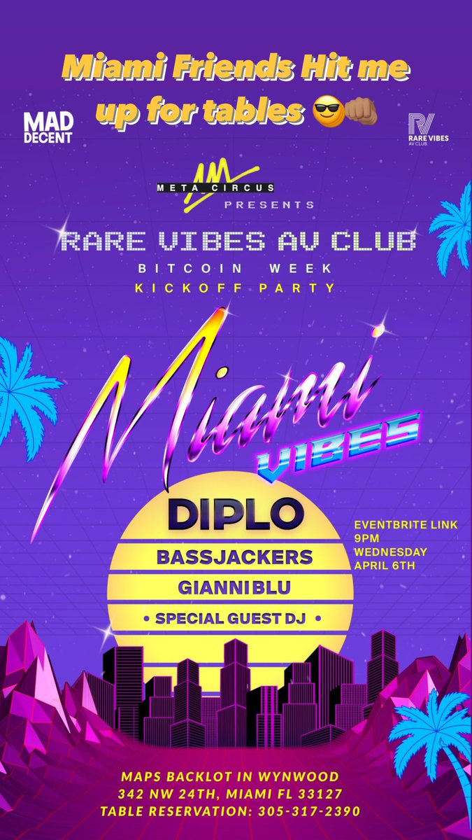 hyperstish's tweet photo. WHAT’S UP #cryptofam DM me for tables 😎 going to be a wild one. #rarevibes #metacircus #maddecent https://t.co/69I7Q7pWpc