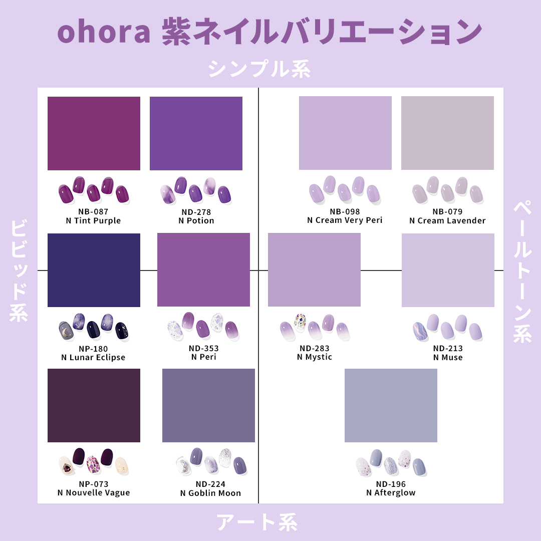 Ohora Jp 最旬 パープルネイル 今人気のカラーといえば パープル セルフで試してみたい人のために Ohora の紫系ネイルを種類別にピックアップしてみました 今年のトレンドカラー 青み系パープルの ベリーペリ も取り入れてみませんか
