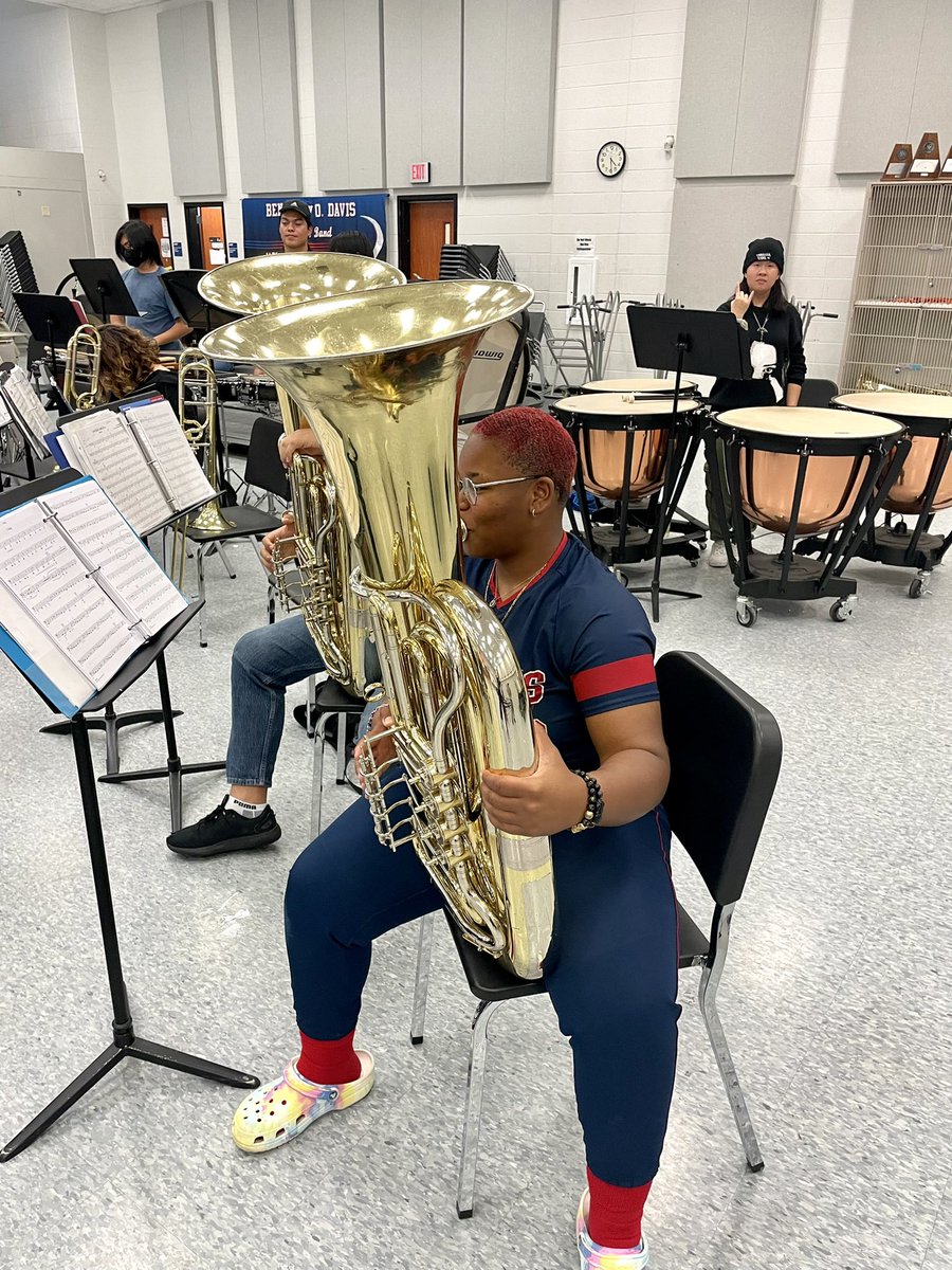 Senior tuba player, Alliere, came to Wind Ensemble rehearsal after school wearing her softball uniform before her game. She is a perfect example that you can do athletics AND fine arts! Thank you for your dedication, Alliere! 🎶🥎 <a href="/AldineISD/">Aldine ISD</a> <a href="/drgoffney/">Dr. LaTonya M. Goffney</a> <a href="/aldinefinearts/">Aldine ISD Performing Arts</a>