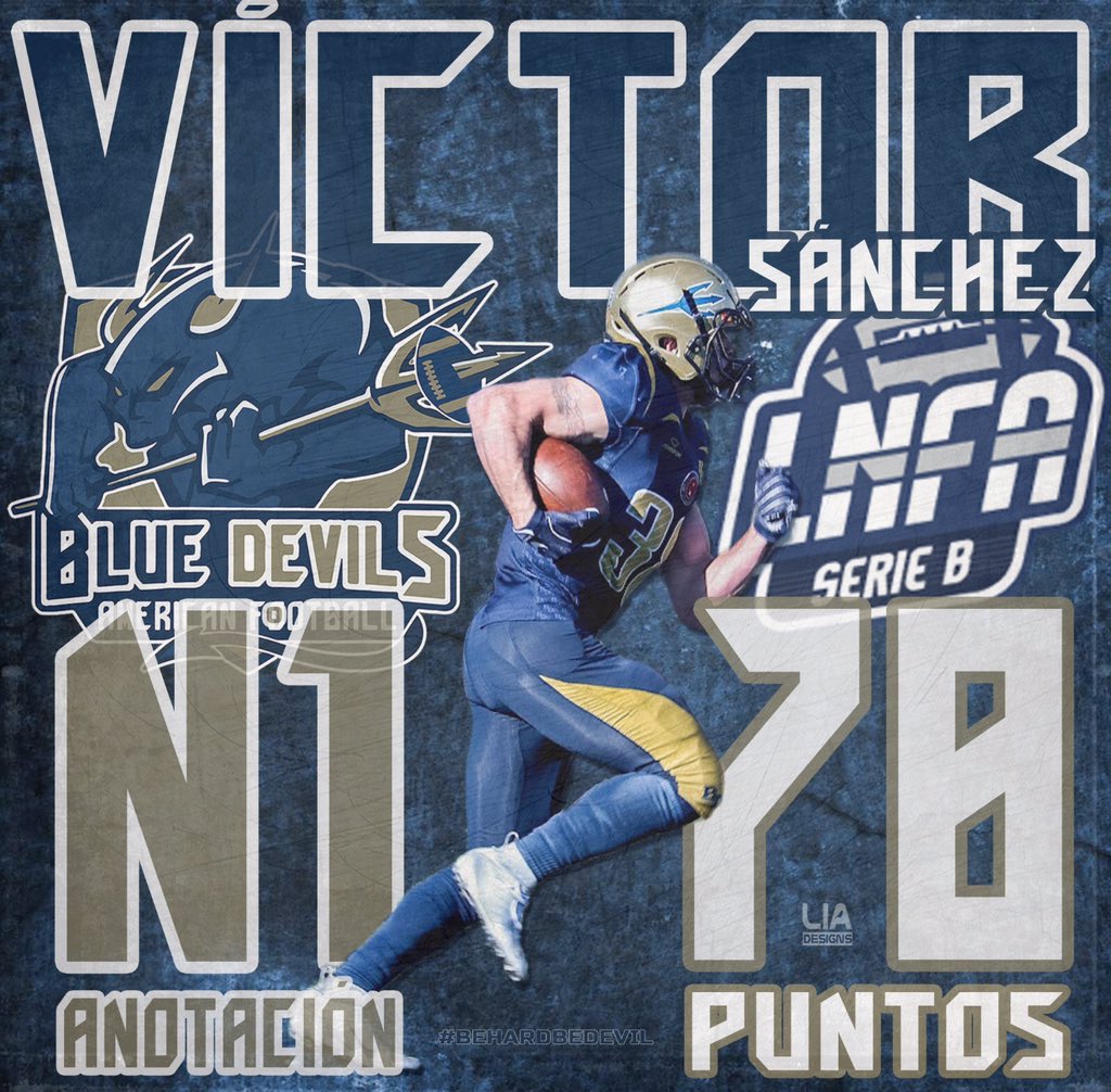 MBlueDevils's tweet photo. Nuestro jugador de BLUE DEVILS VÍCTOR SÁNCHEZ #38 CONTINÚA COMO MÁXIMO ANOTADOR LNFA SERIE B, Enhorabuena Víctor!GO DEVILS! https://t.co/3X2dWTfVGS @LNFASerieB Diseño @liadkx @fefa_spain @fafa_spain @mairenaaljarafe #TeamSpain #Football #BeHardBeDevil #MairenaDelAljarafe #Sevilla https://t.co/suPwOtQrDM