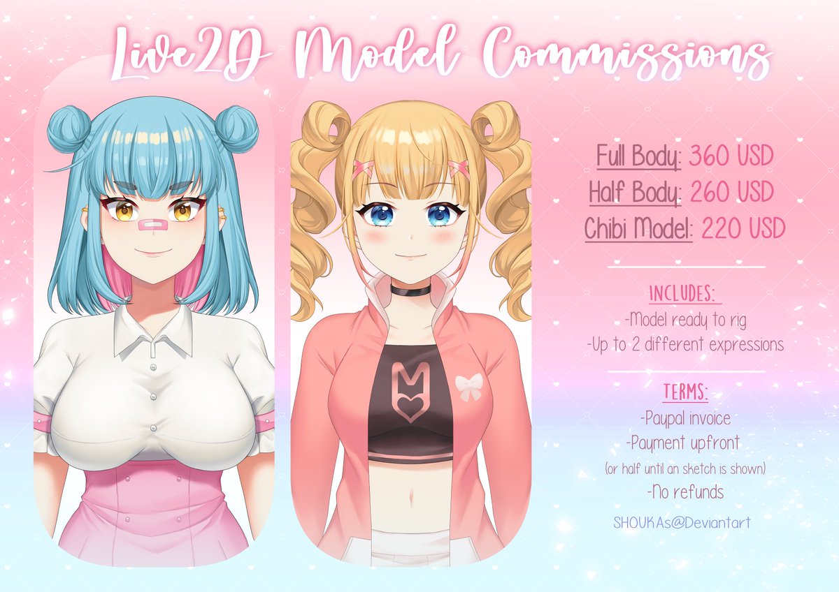 SHOUKA_chu's tweet photo. I'm also opening Live 2D Commissions! ❤️✨

My fullbody example will be bellow, contact me here or in my DA account! ☺️🌸

✨RTs are very welcomed ✨
#Vtuber #vtubercommissions #Live2D #Live2DCommissions #commissionsopen https://t.co/tchHC2LFPm
