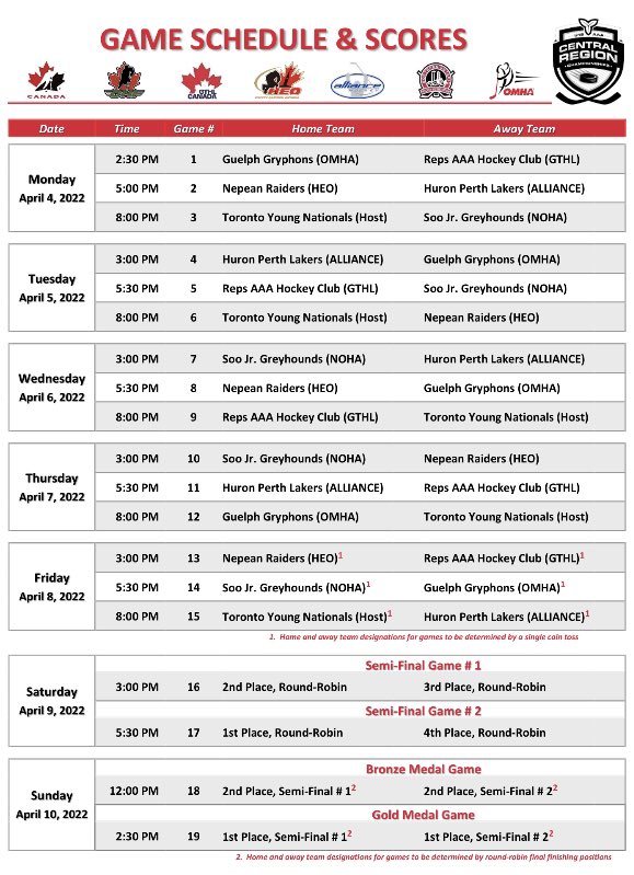 GaryRoach75's tweet photo. If you're in the GTA next week &amp; want to support Evan &amp; his teammates the U18 Soo Jr Greyhounds here is the final schedule. https://t.co/wJ6ysYlhQ8