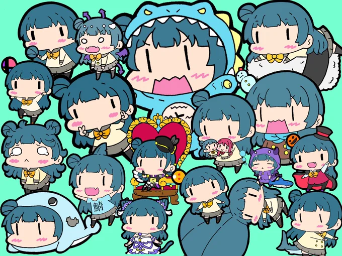 前に描いたAqours1年生の詰め合わせの詰め合わせ🍭😈💮 