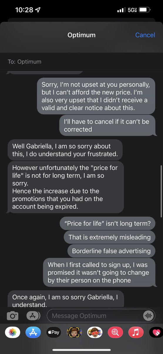 Warning: @optimum “Price for Life” is a scam. Regardless of what anyone says on the phone, the price WILL increase. Our bill jumped up by $30 with NO clear warning. We are stuck. Our internet is always out and we never reach the speed that we pay for. Retweet #customerexperience https://t.co/kDnMmh1LG8