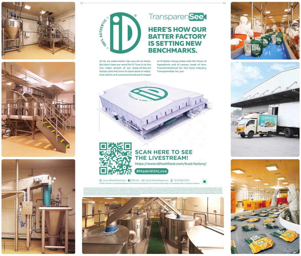 beastoftraal's tweet photo. Whoa! Really interesting effort by iD Foods - they are live-streaming from their batter factory in Bengaluru (the world's largest batter factory, as they call it) to build trust (after relentless and persistent disinformation campaigns)! There are 8 live feeds that stay live 1/3 https://t.co/zhGSJlfiGn