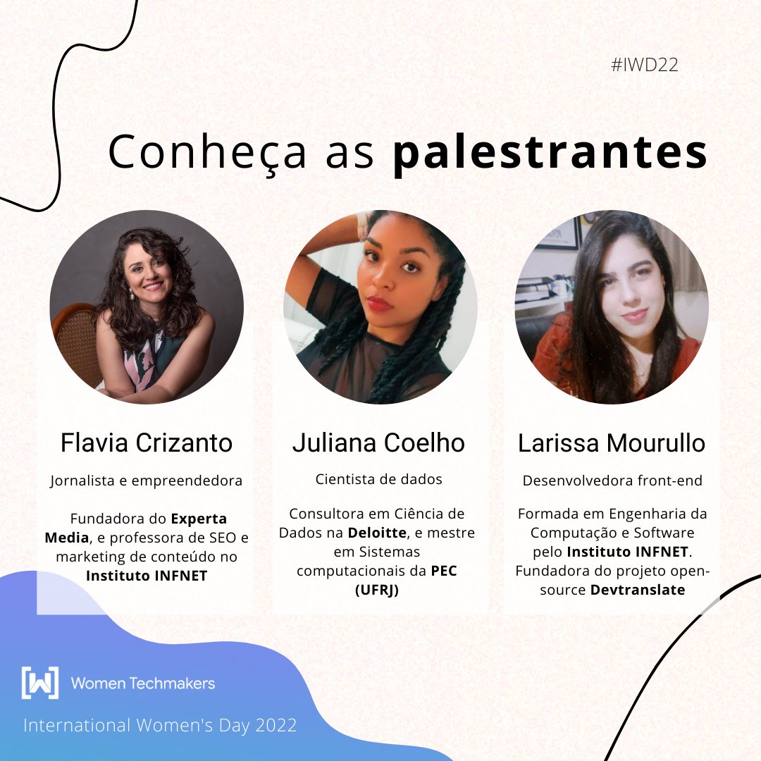 WTMRio's tweet photo. É AMANHÃ!
E está tudo para nosso Trio incrível!
Você já se inscreveu? Caso não, o link está na nossa bio.

Lembrando que o objetivo principal do #WTMRJ é incentivar a diversidade dentro da tecnologia e abraçar todos aqueles que possam se sentir invisibilizados dentro da área! https://t.co/Ih2I3RFy03